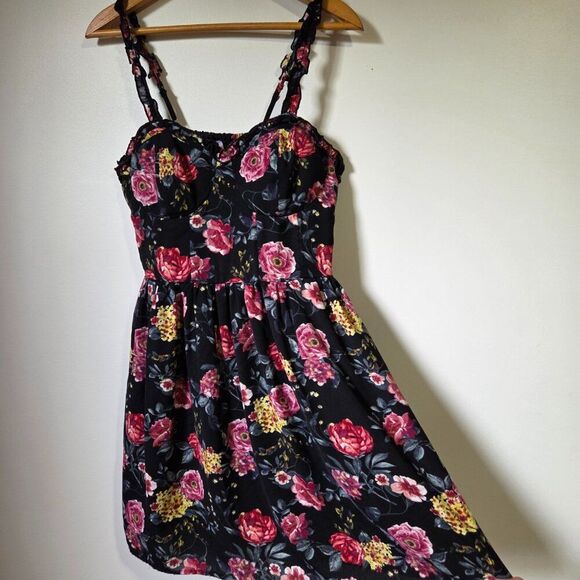 EUC XHILARATION FLORAL BUSTIER TANK SHORT DRESS SIZE L - Picture 2 of 13